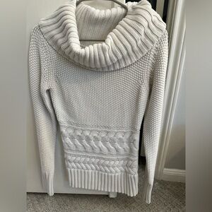 White House Black Market Textured Cream Cowl Neck Sweater